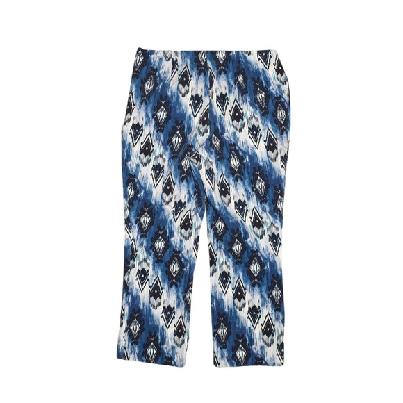 CHICO'S $59 Stretch Cotton Diamond Ikat Side Zip Cropped Pant Chico's 0 / US S - Picture 2 of 3